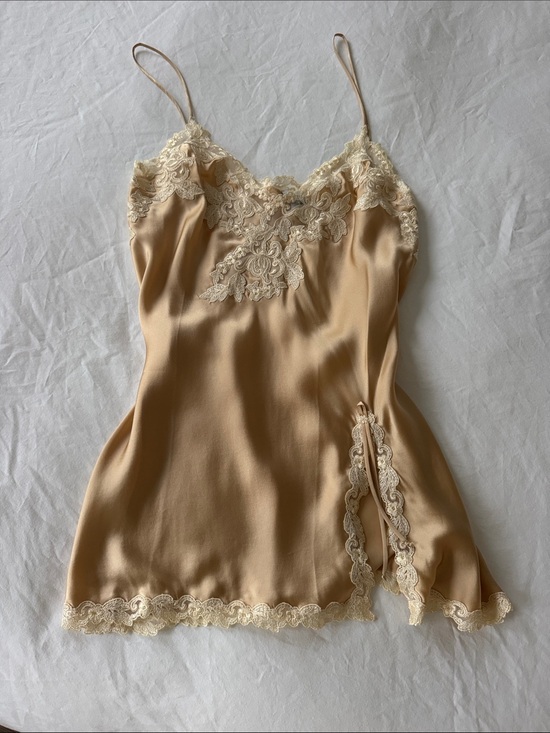 La Perla Other - La Perla Champagne Satin Lace-Trim Chemise